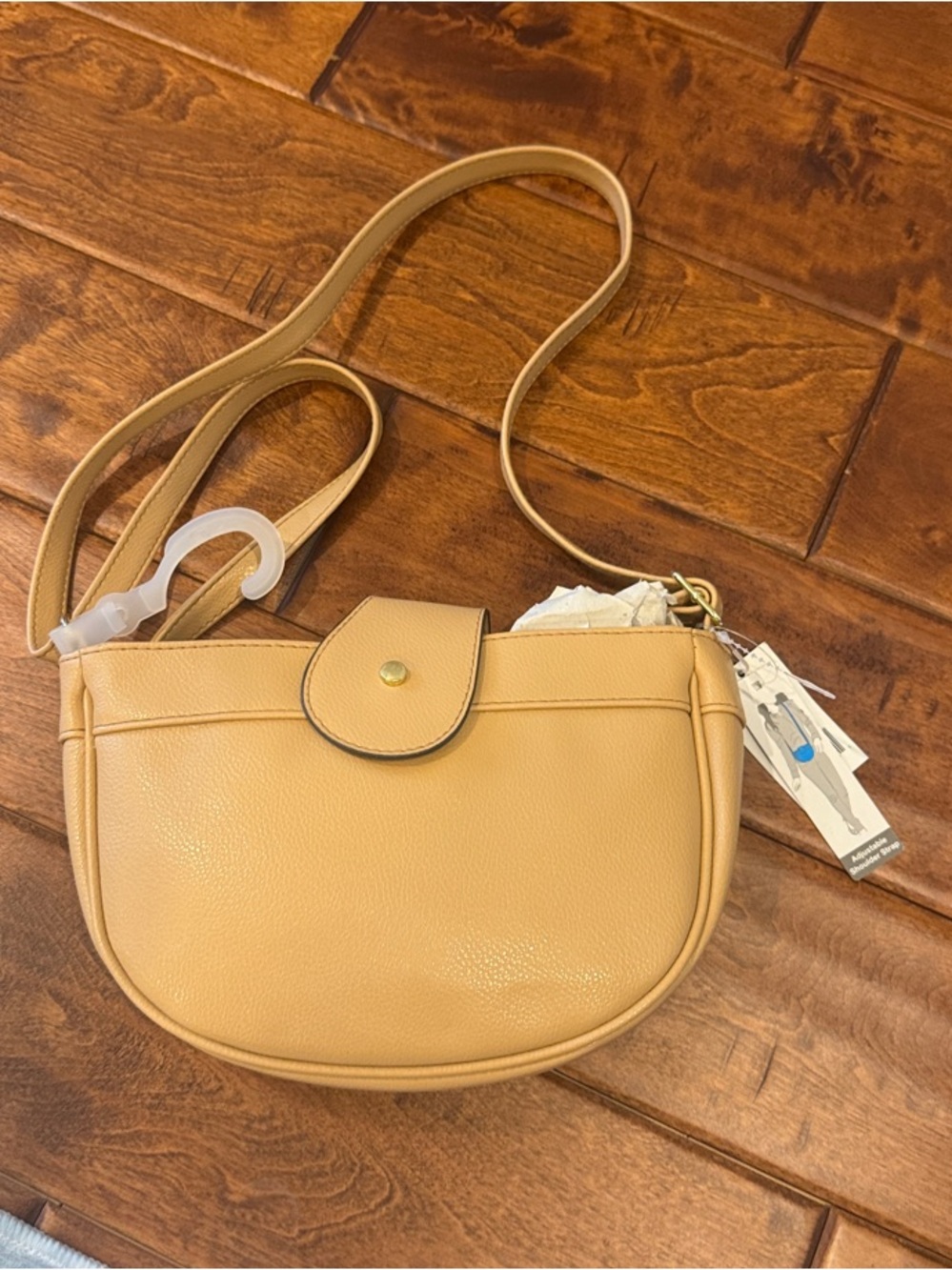 Tan Leather Crossbody Bag with Flap